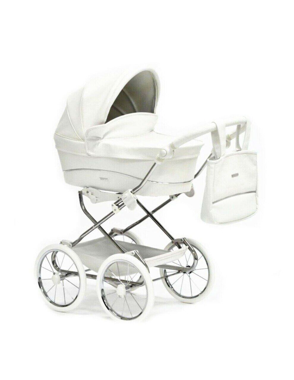 Bebecar Stylo Class Leatherette Dolls Pram + Matching Bag, vanilla
