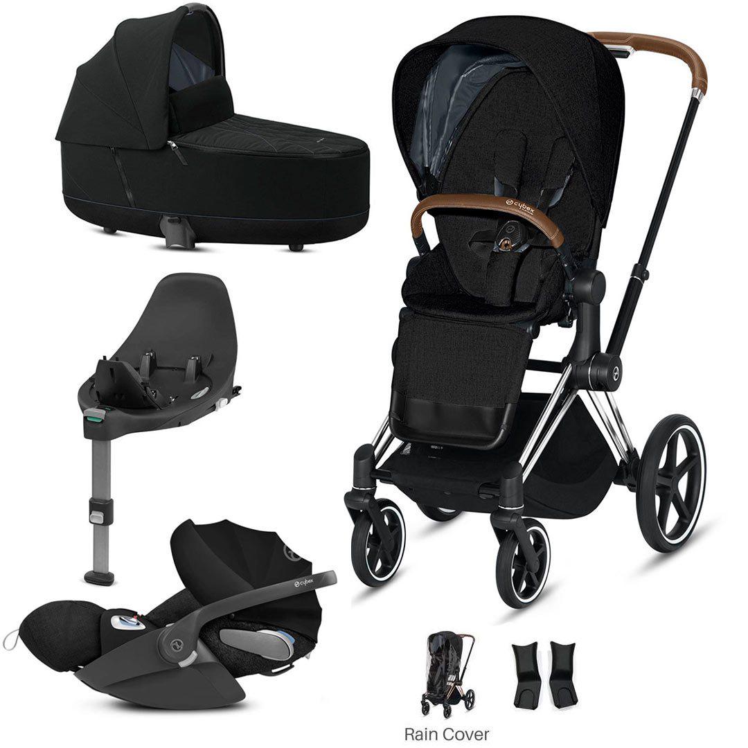 CYBEX Priam Travel System---Lux---Base---Deep-Black-Chrome-Brown