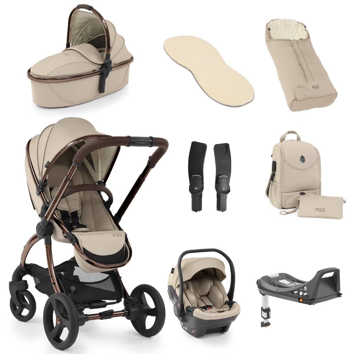 Egg 2 Luxury Travel System with Shell Car Seat Bundle - Feather Geo