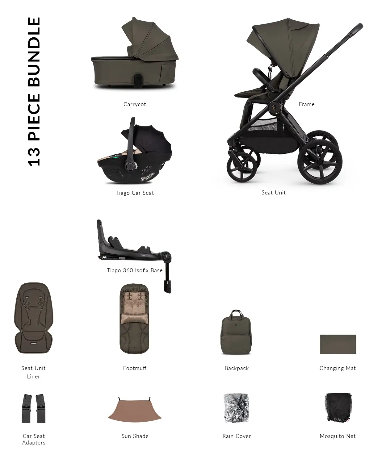 Venicci Upline 3 Truffle Pram Luxury Bundle 4 in 1 - Tiago Beige - Image 2