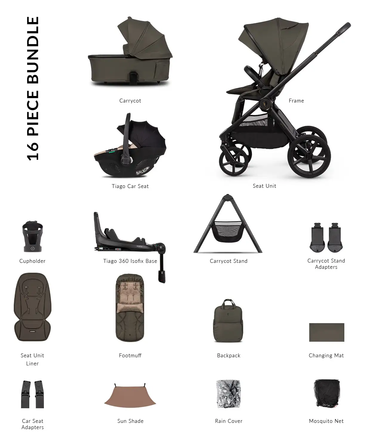 Venicci Upline 3 Truffle Pram Ultimate Bundle 4 in 1 Plus - Tiago Beige - Image 2