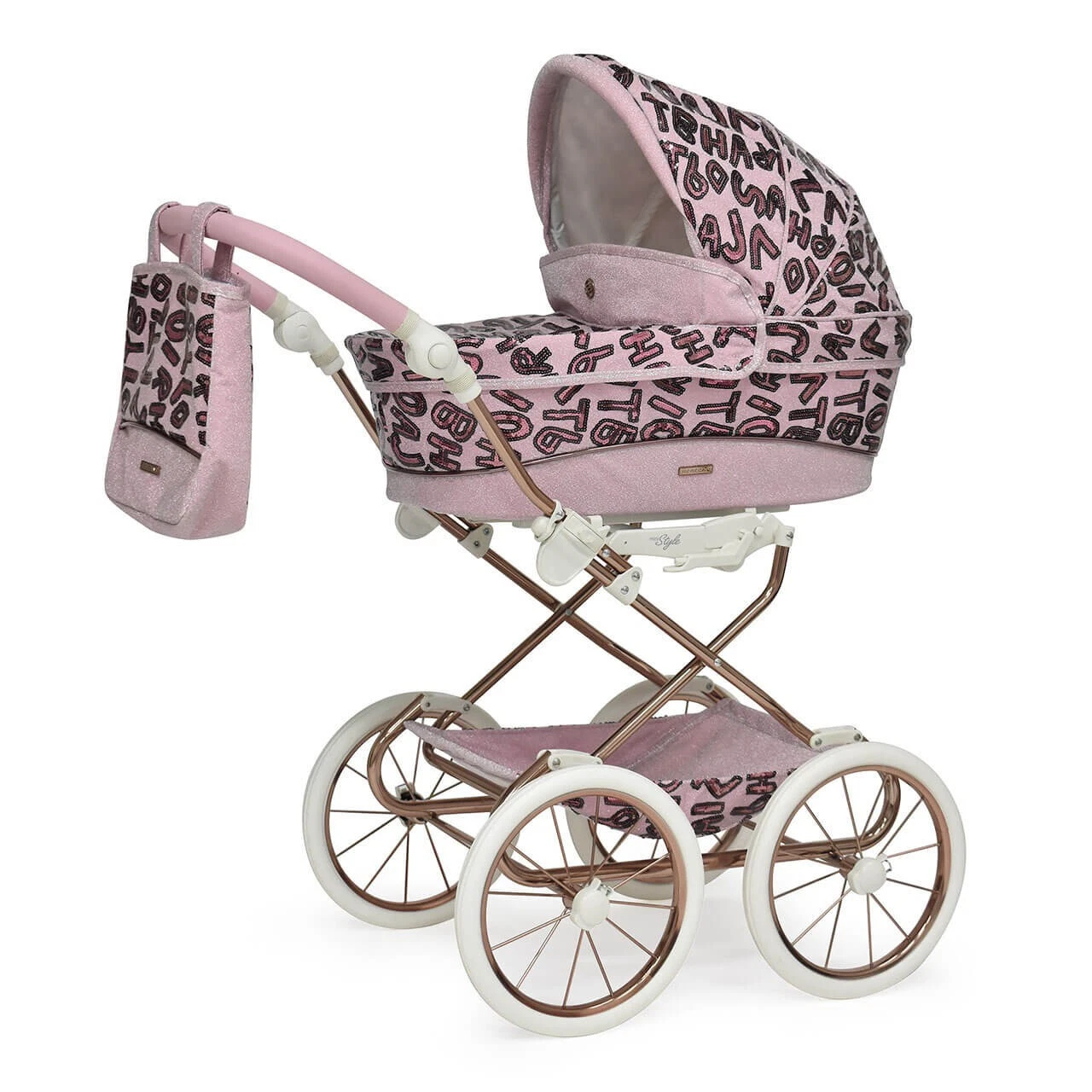 Bebecar Dolls Pram Pink Glitter Sparkle Sequin